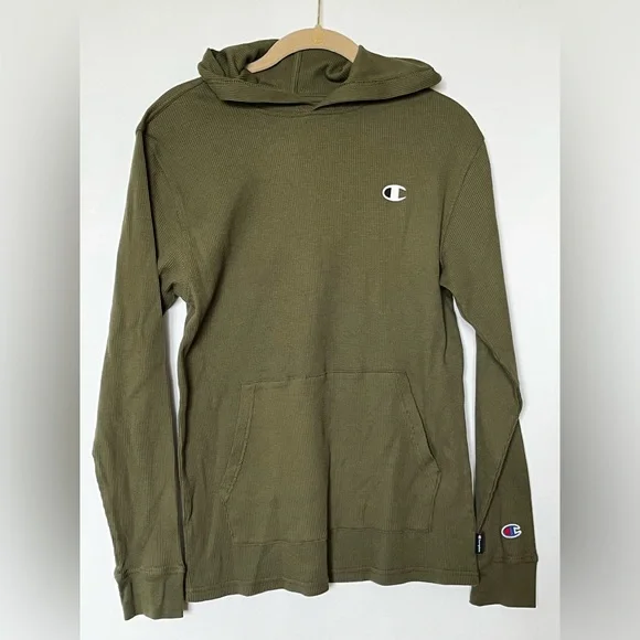 Champion Shirts Champion Lightweight Waffle Hoodie Fresh Olive